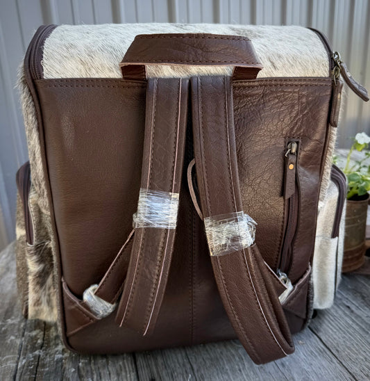 Spotted Gray Cowhide Backpack / Diaper Bag