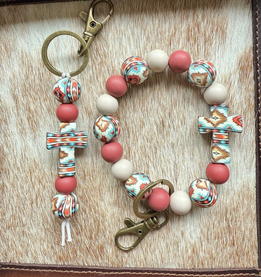 Tribal Aztec Cross Keychain Set