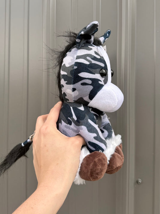 Gray Camo Sitting Horse Plushie