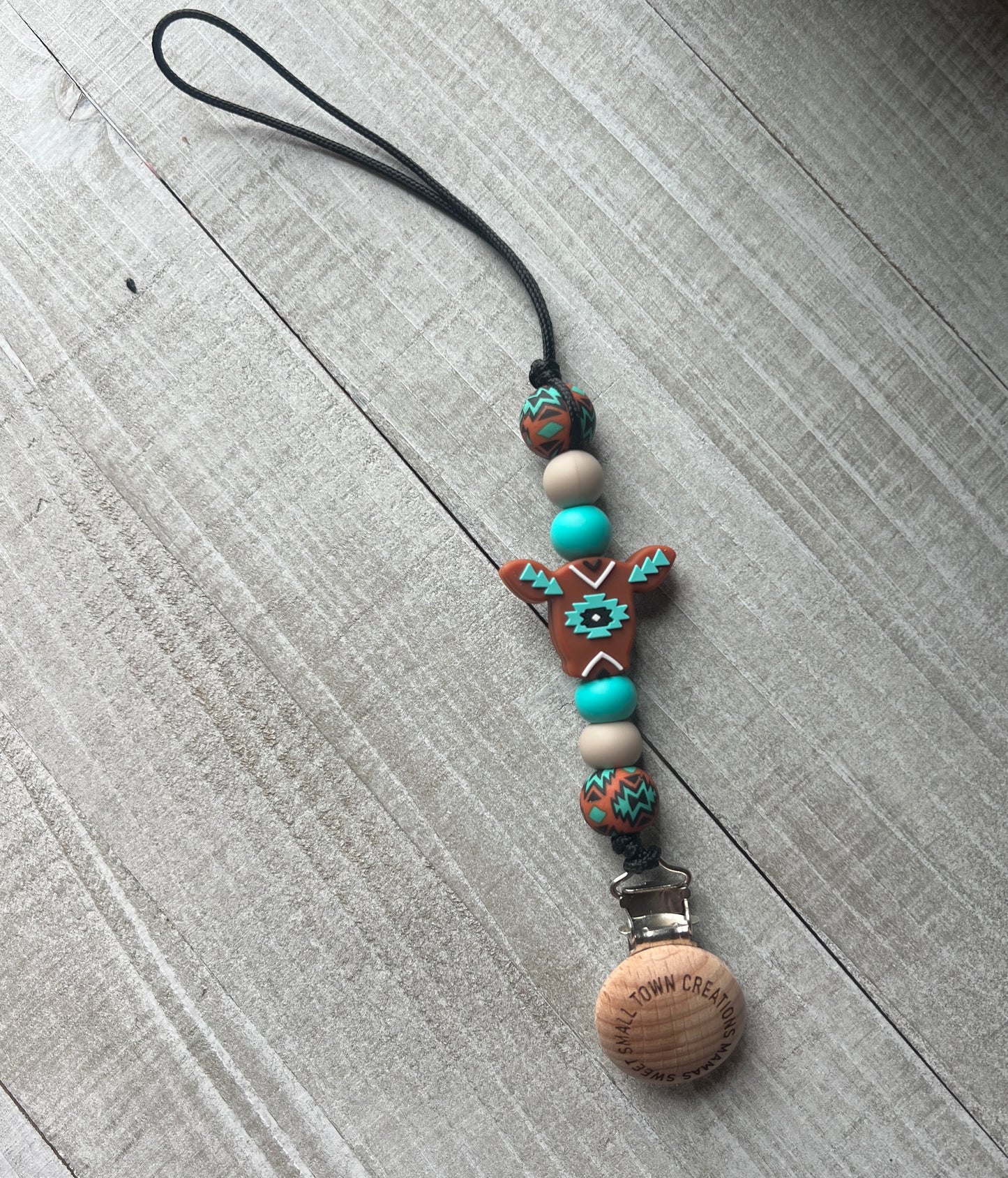 Rust/Turquoise Aztec Pacifier Holder