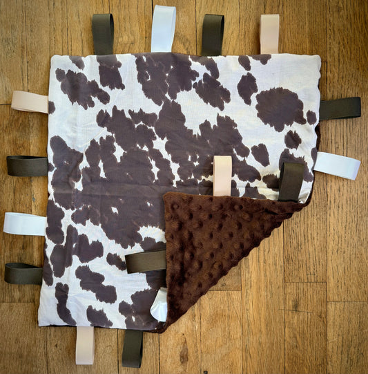 Brown Cowhide Taggie Blanket