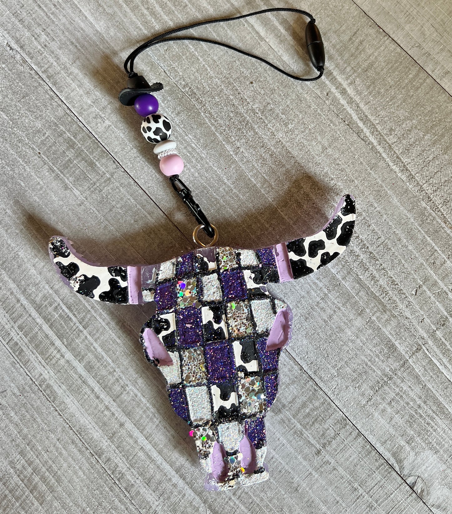 Purple Check Cow Skull Freshie Set