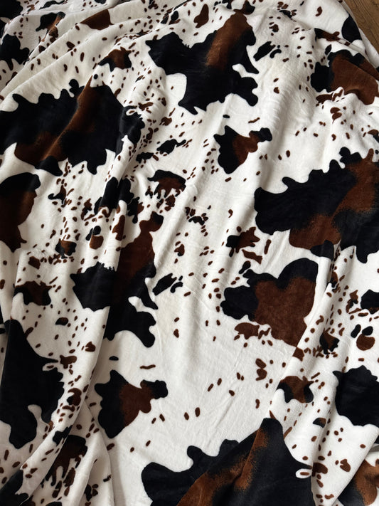 Brown Cow Tri Color Thick Super Plush Twin Blanket