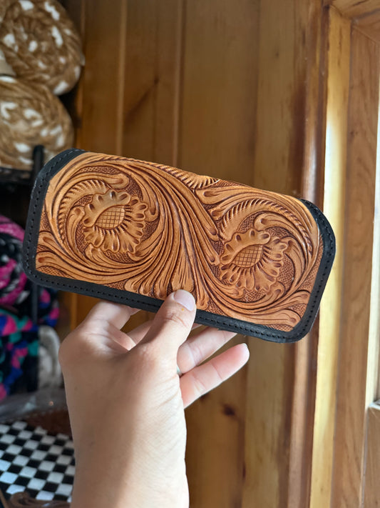 Light Brown Tooled Leather Cowhide Case