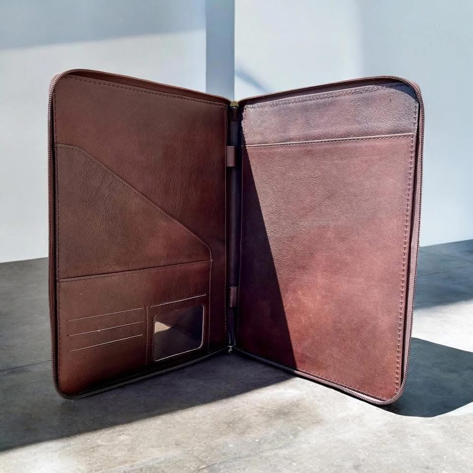 Genuine Leather Chckered Planner