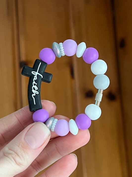 Purple Faith Cross Tumbler Cup Charm