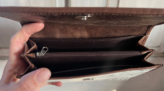 Black Genuine Cowhide Leather Bootstitch Wallet