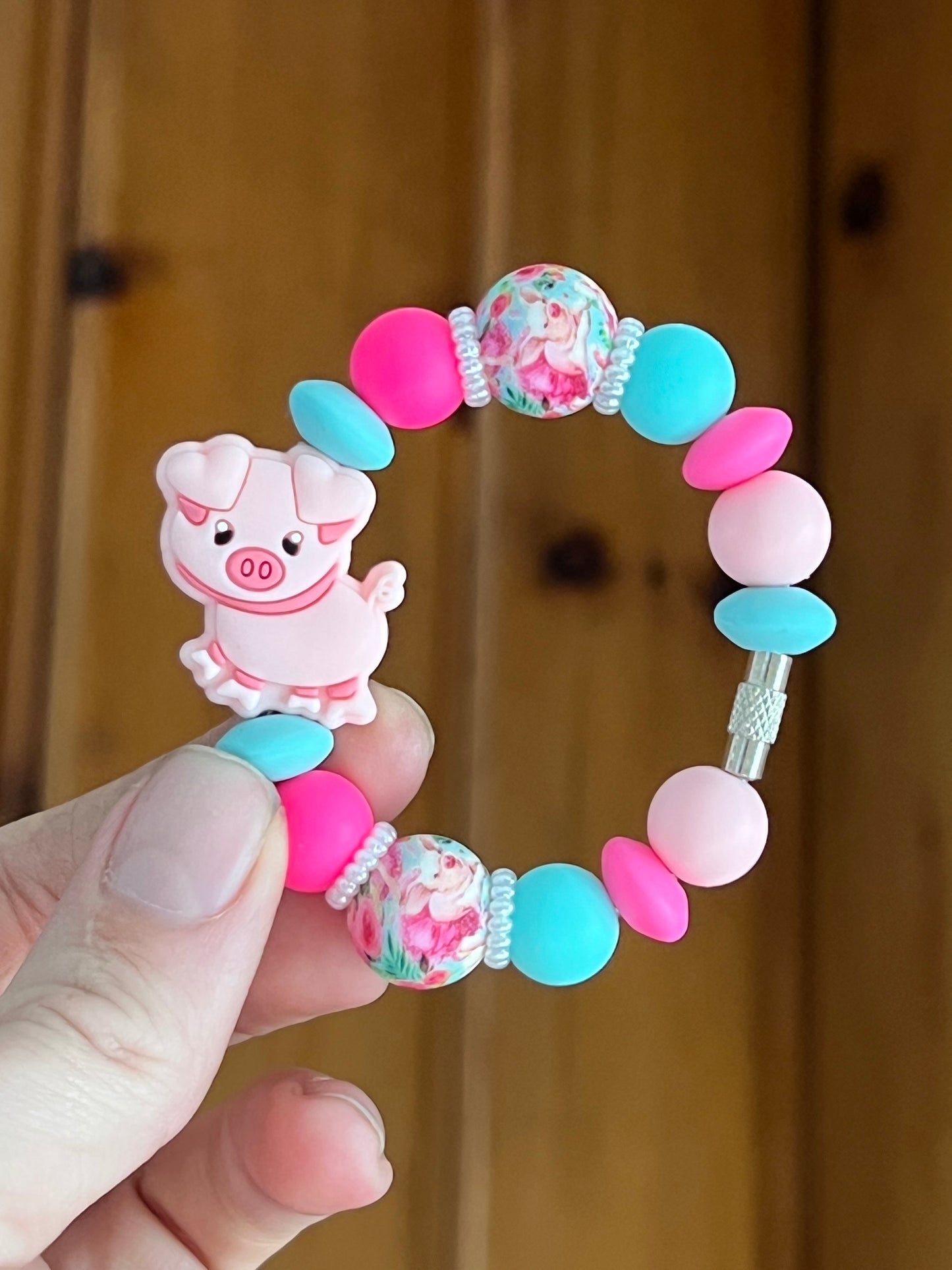 Pig Floral and Turquoise Tumbler Cup Charm