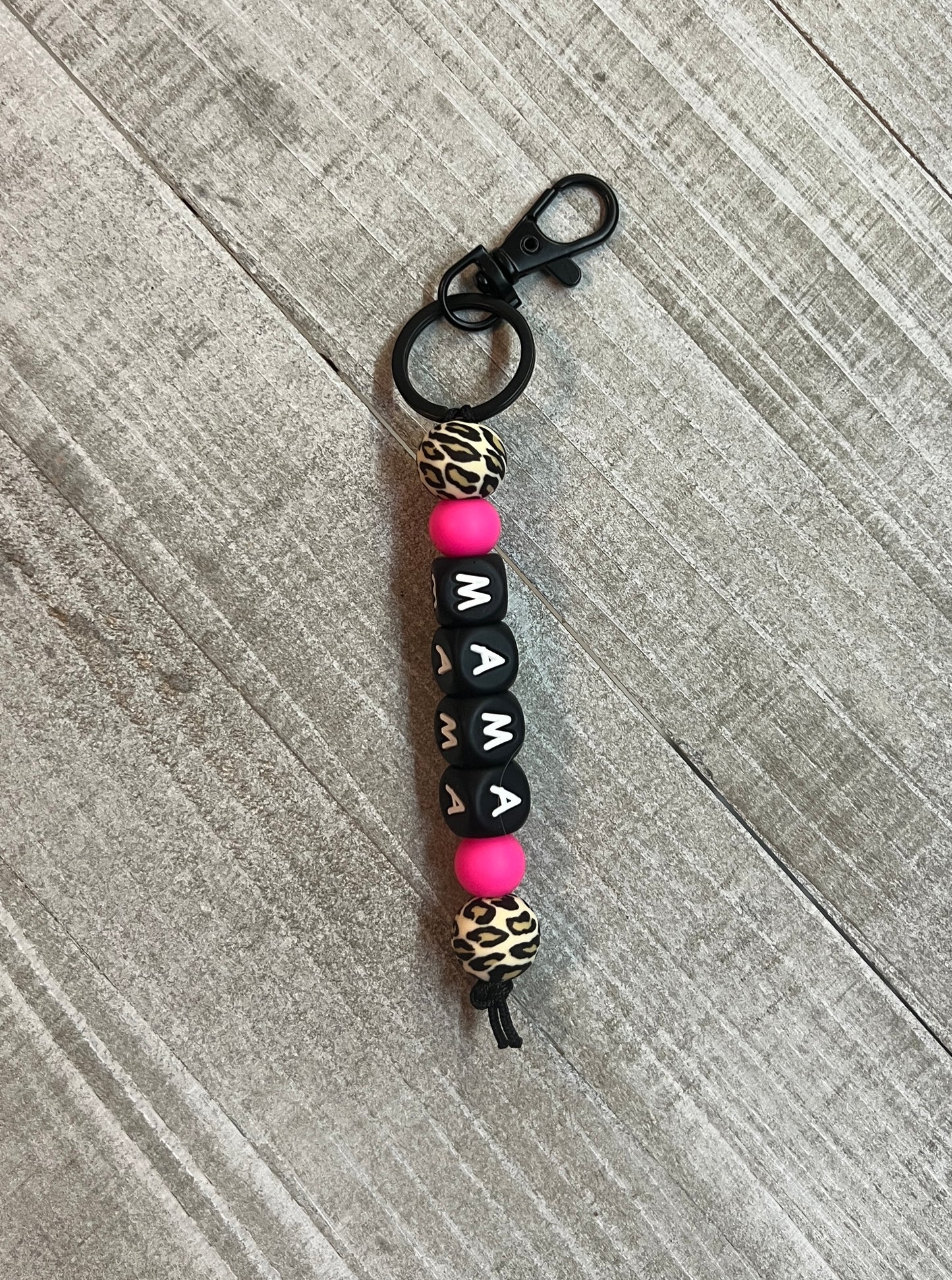 Pink Cheetah Mama Keychain