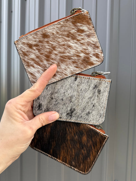 Horse Cowhide Tooled Leather Zipper Pouch