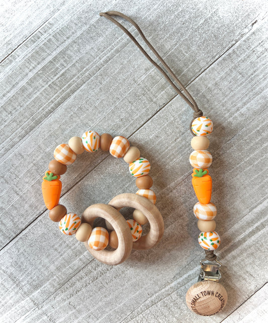 Carrot Plaid Teether Bundle