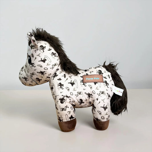 Medium Beige Cowboy Horse Plushie