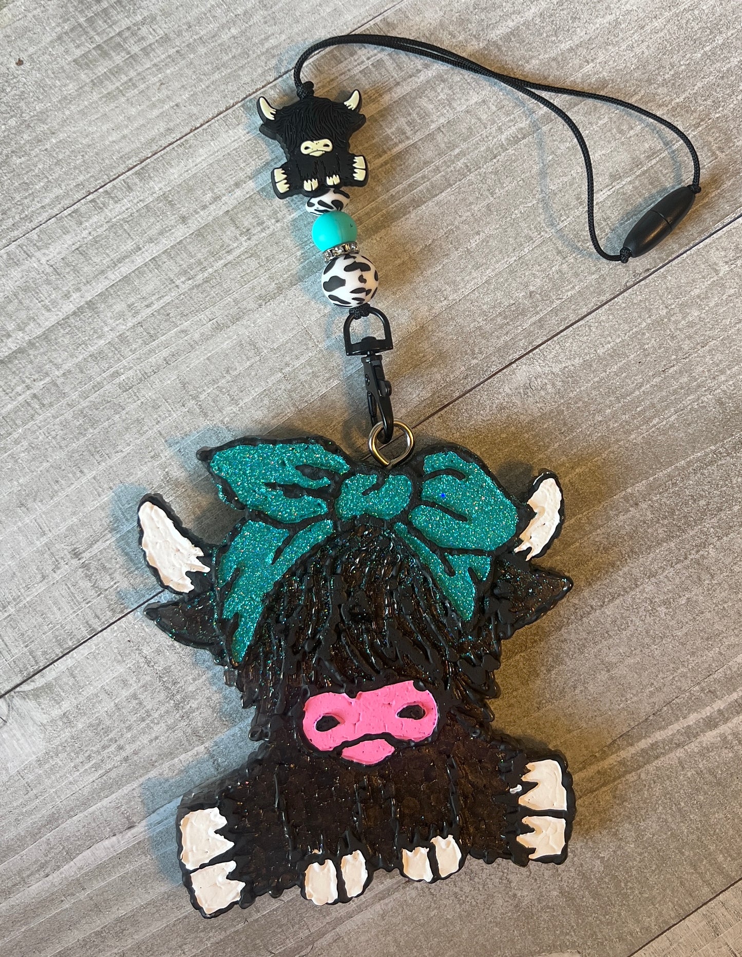 Turquoise Bandanna Highland Cow Freshie Set