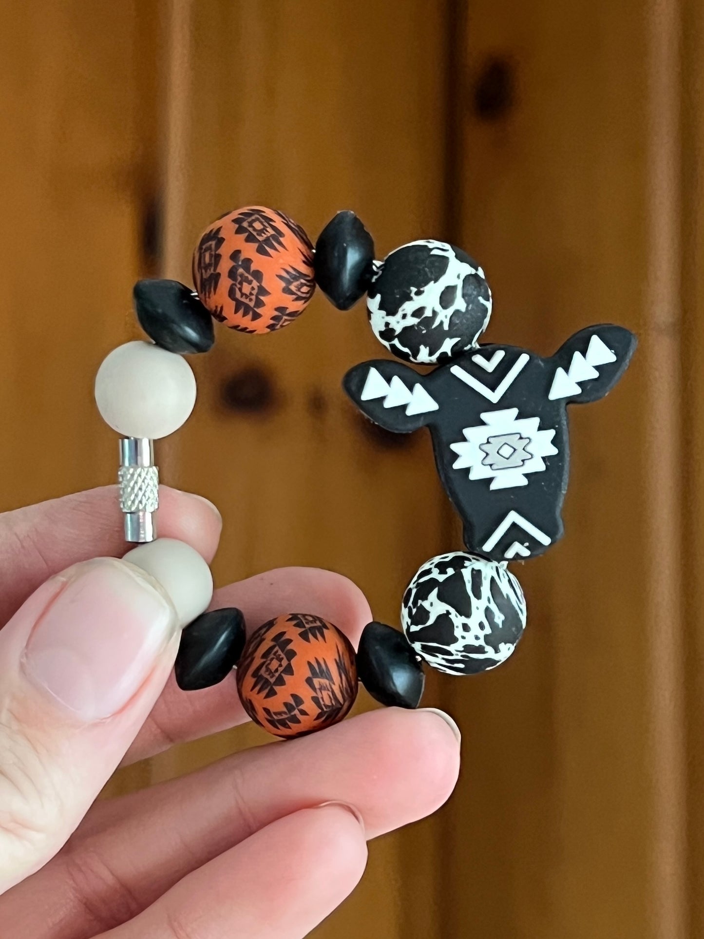 Rust Aztec Cow Cowhide Tumbler Cup Charm