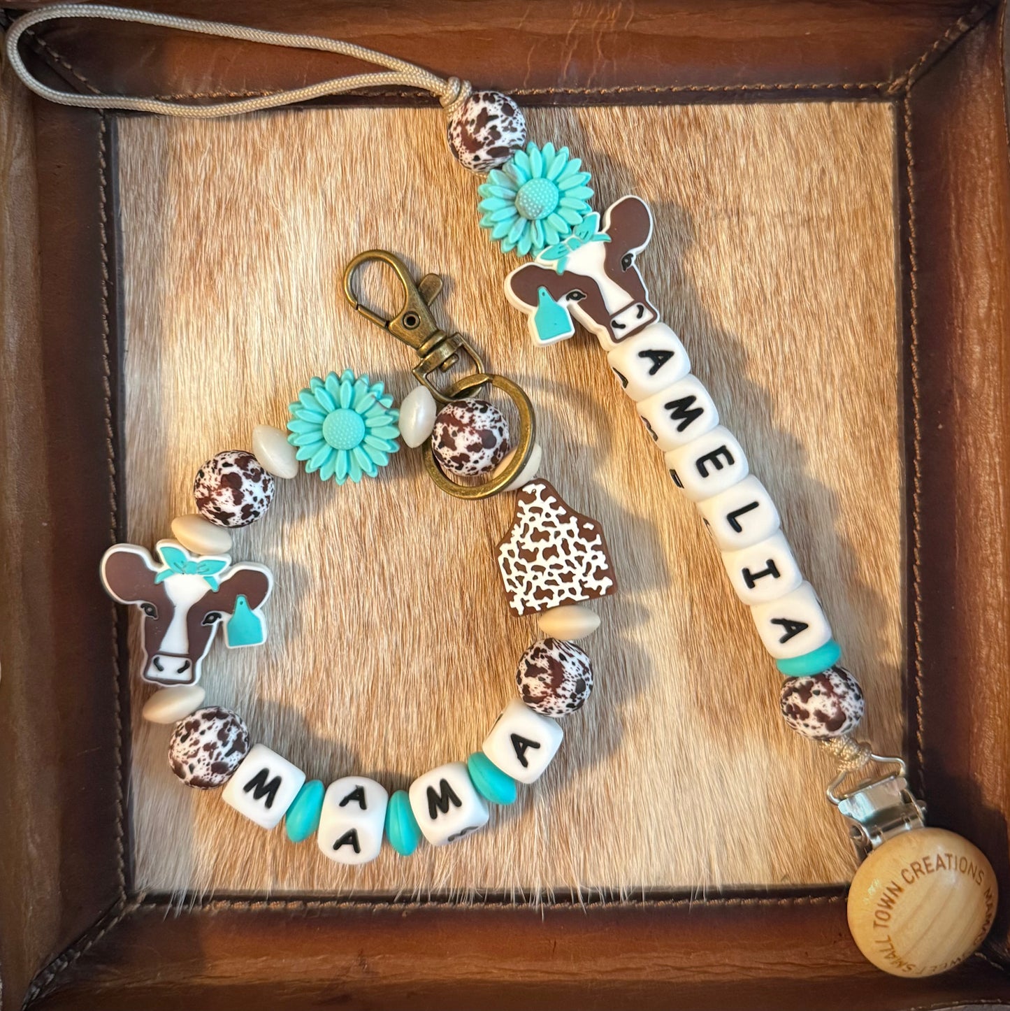 Brown Cow Turquoise Flower Mama & Me