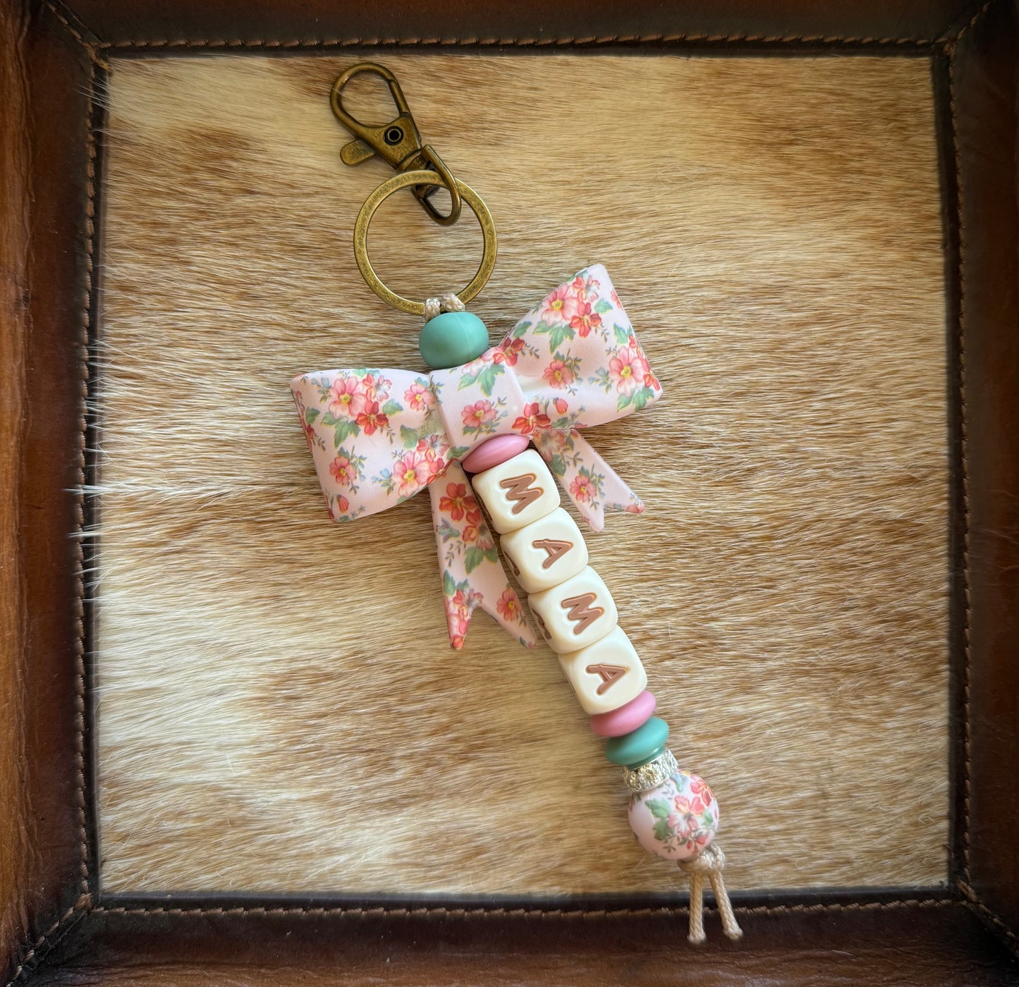 Vintage Floral Bow Keychain