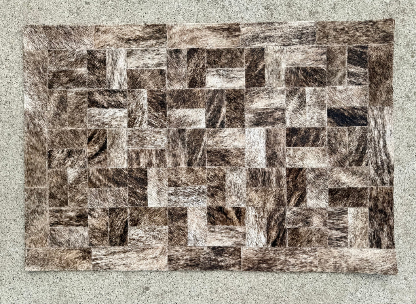 Brown Brindle Patched Genuine Cowhide Rug