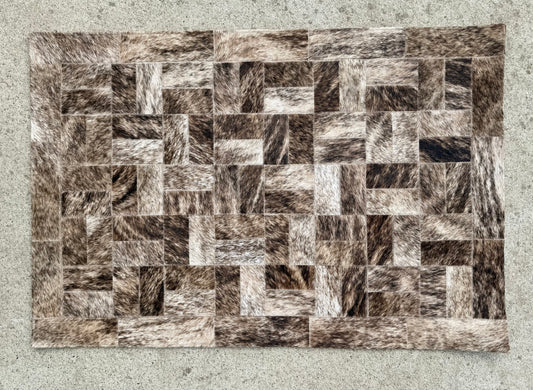 Brown Brindle Patched Genuine Cowhide Rug