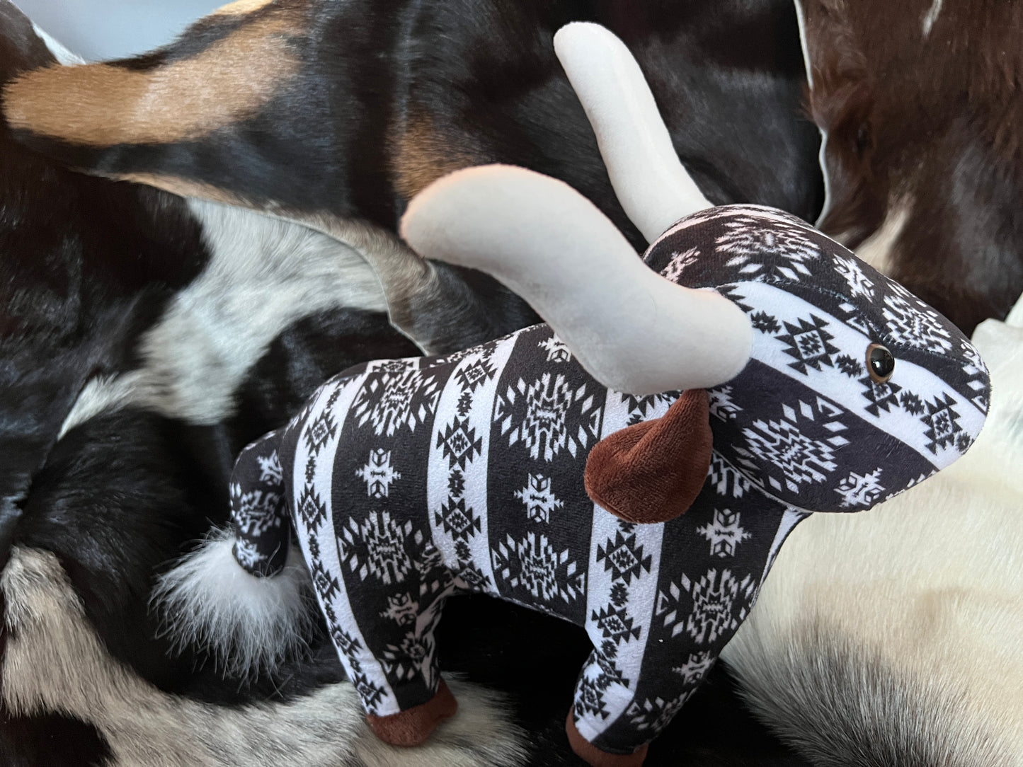 Medium Aztec Long Horn Cow Plushie