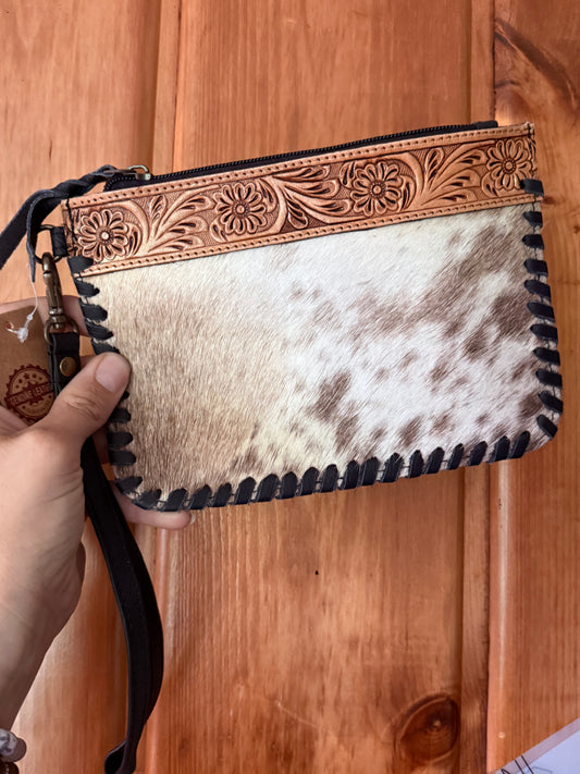 Light Brown Genuine Cowhide Wristlet Wallet
