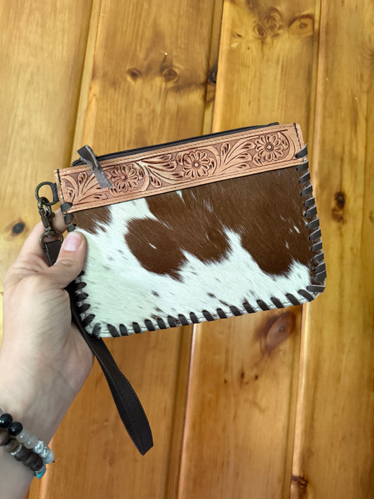 Dark Brown Cowhide Wristlet Wallet