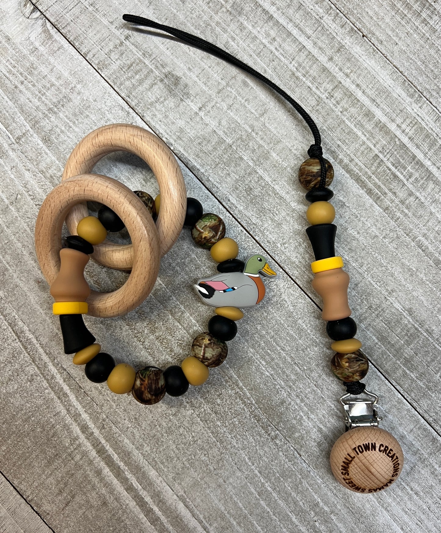 Black/Yellow Duck Call Mallard Teether Set