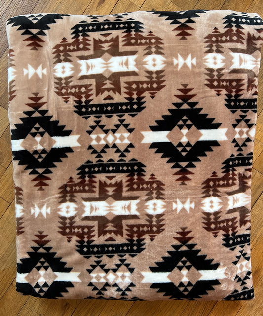 Odyssey Aztec Brown And Beige Super Plush Blankets