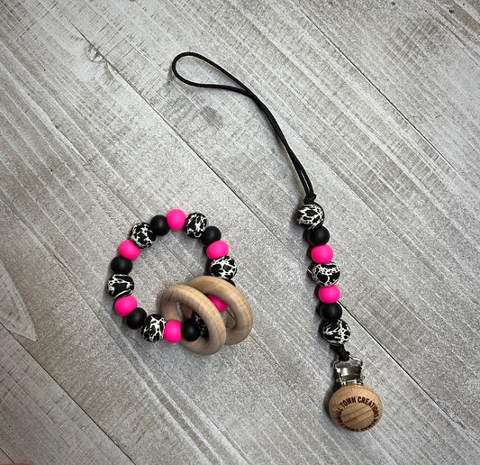 Pink Cowhide Teether Bundle