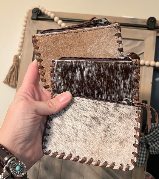Tooled Sunflower Cowhide Backing Coin Purse