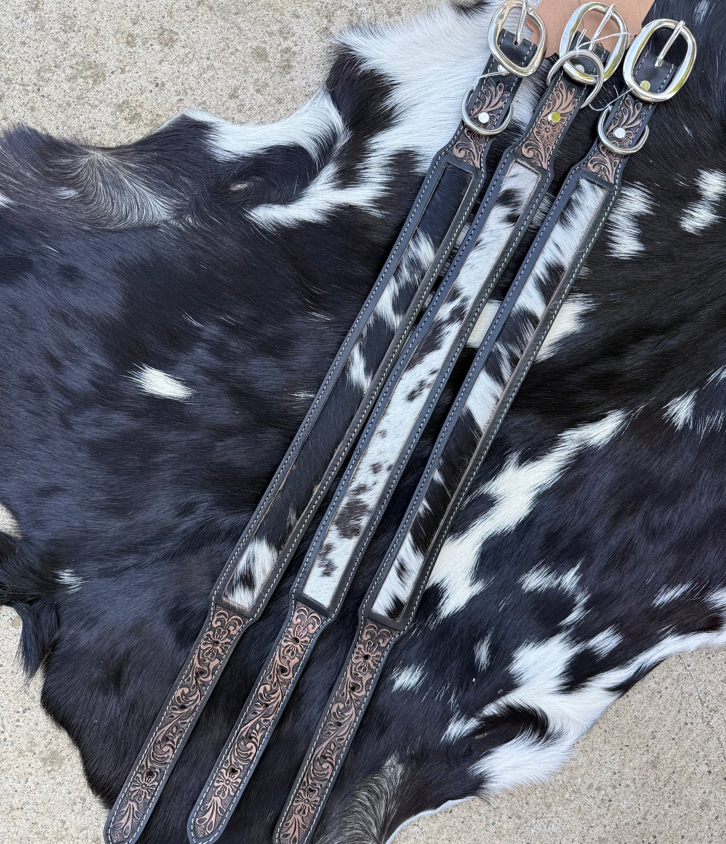 Genuine Tooled Leather & Cowhide Dog Collar
