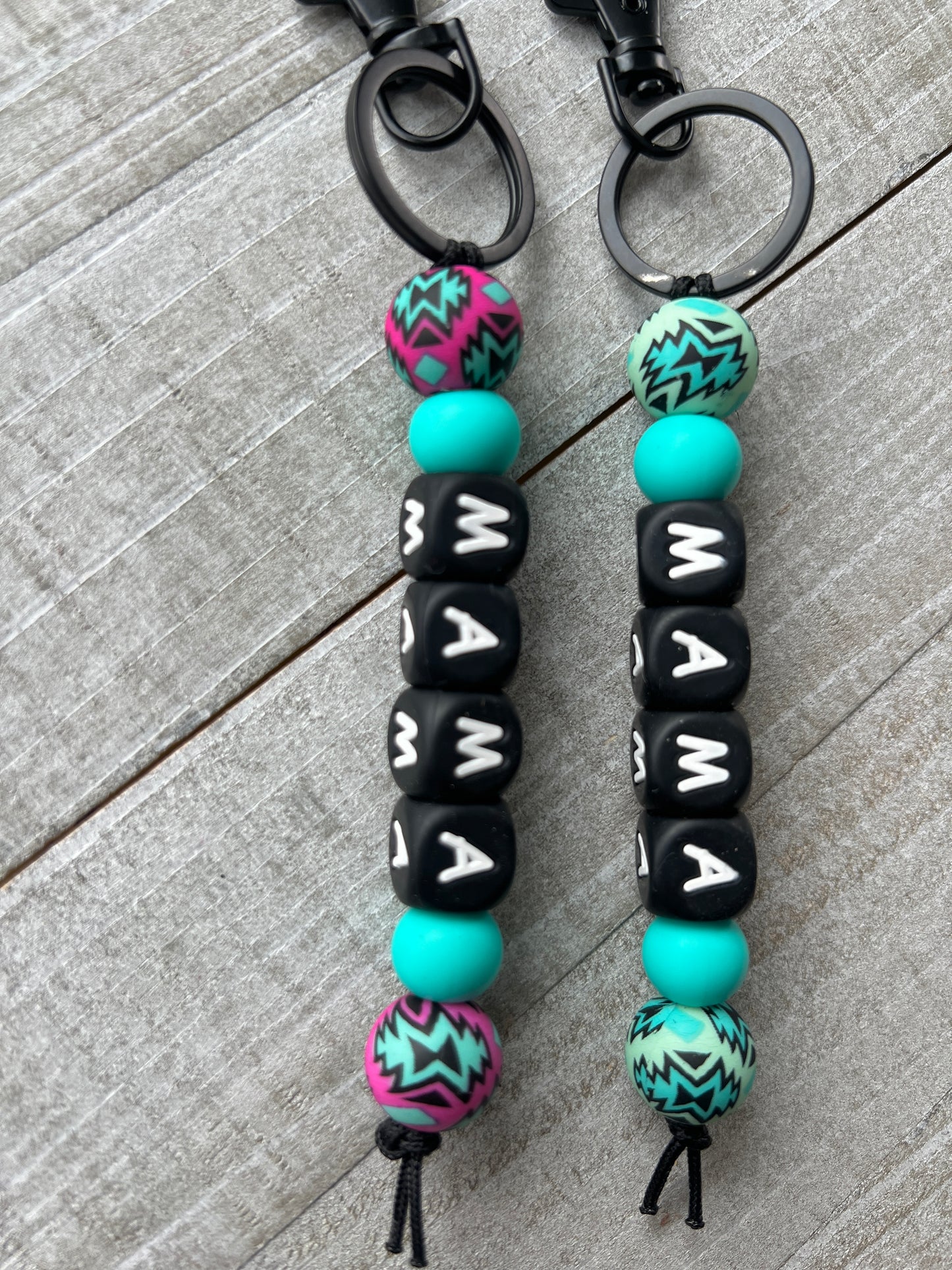 Pink / Turquoise Aztec Mama Keychain