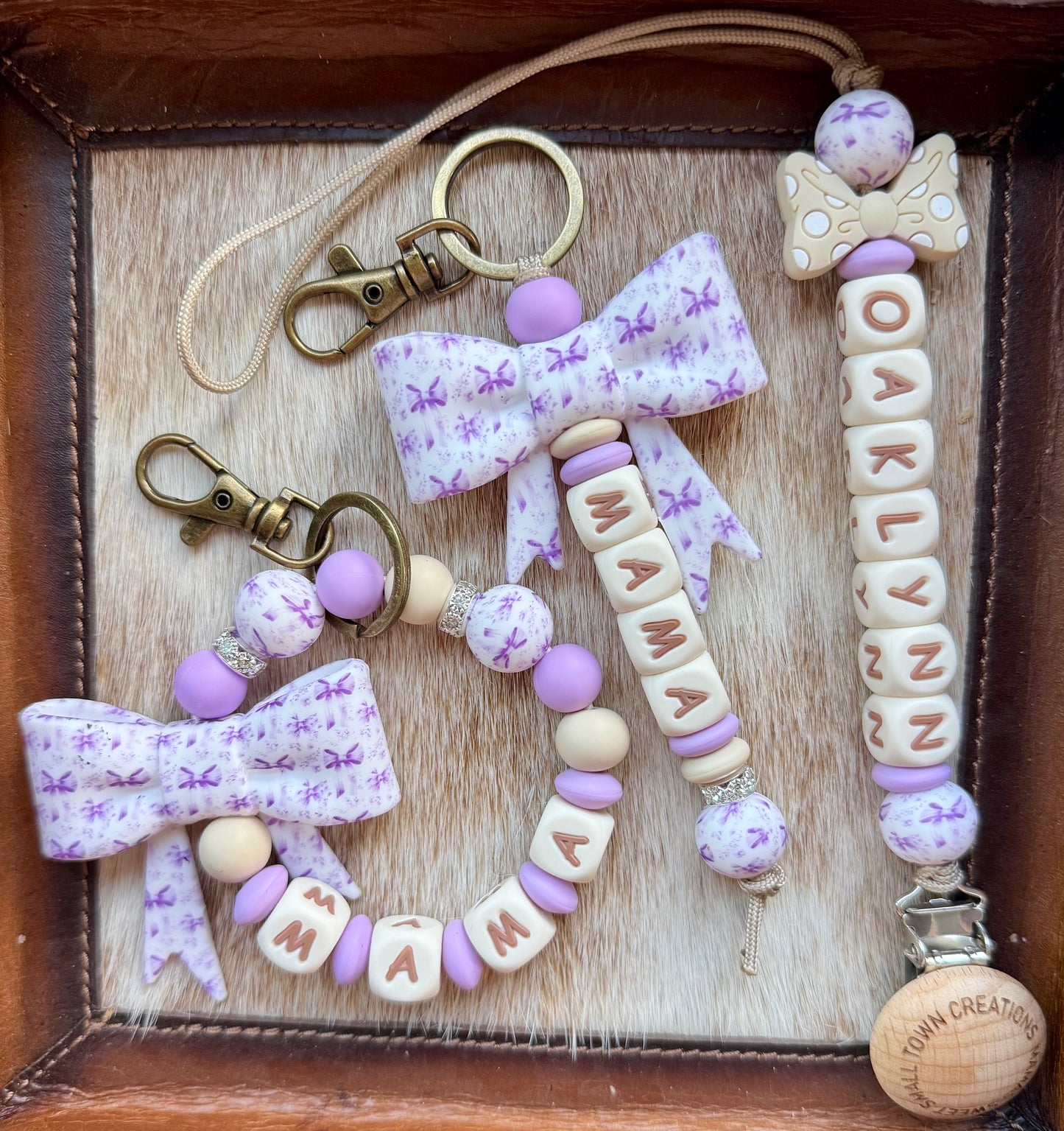 Purple Ribbon Bow Mama & Me Custom Name