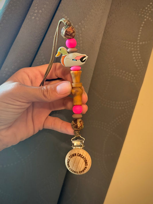 Pink Duck Call & Mallard Duck Pacifier Holder