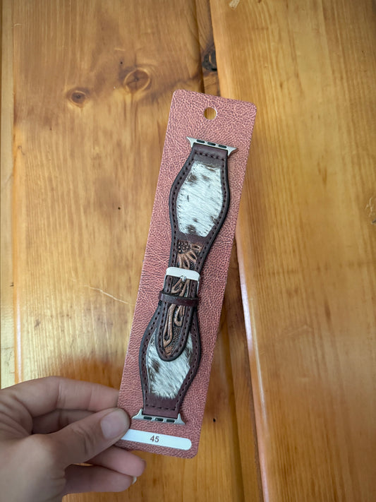 Genuine Cowhide Leather A p p l e Watch Bands 45mm