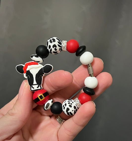 Christmas Cow Cup Charm