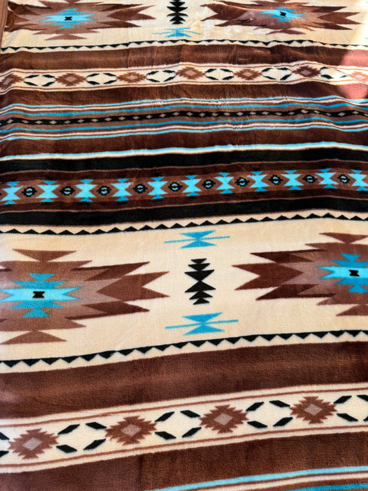 Brown Aztec Super Plush King Blanket