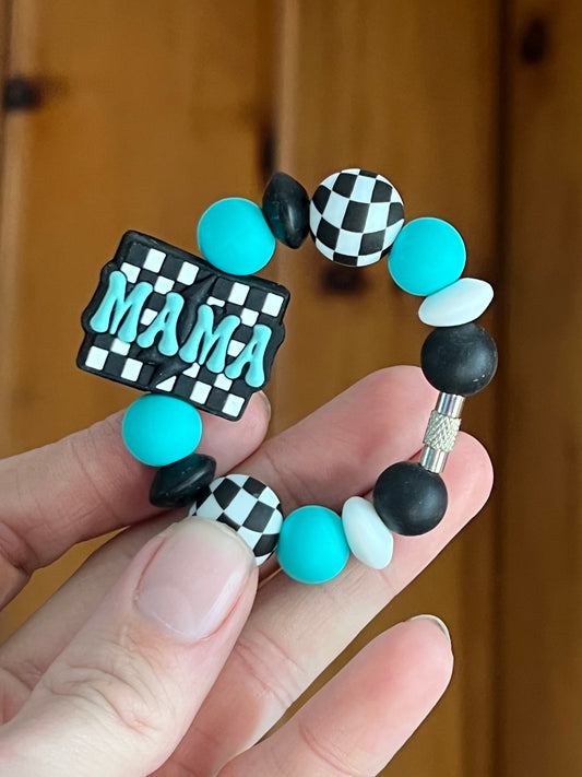 Checkered Mama Tumbler Cup Charm