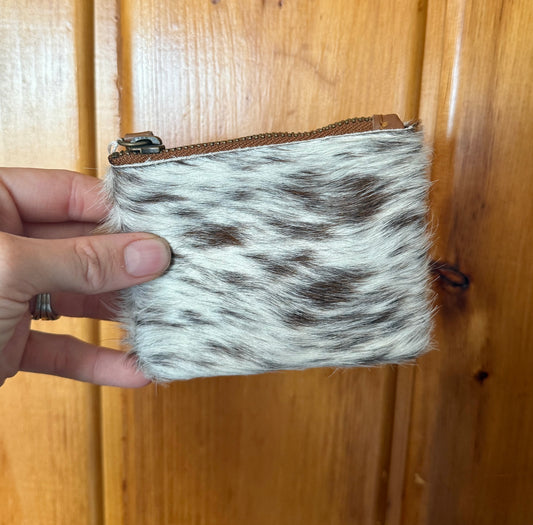 Long Hair Speckled Cowhide Coin Purse