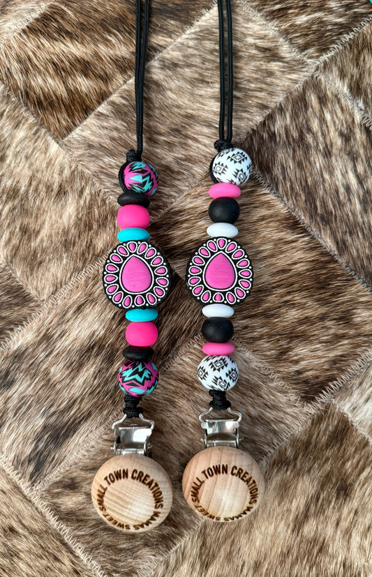 Pink Brooch Pacifier Holder