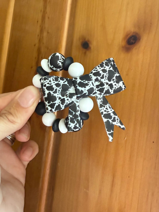 Black Cowhide Bow / Tumbler Bag Cup Charm