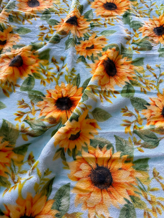 Turquoise and Sunflower Super Plush King Blanket
