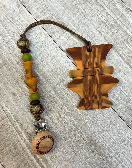 Wood Grain Duck Call Teether Clip