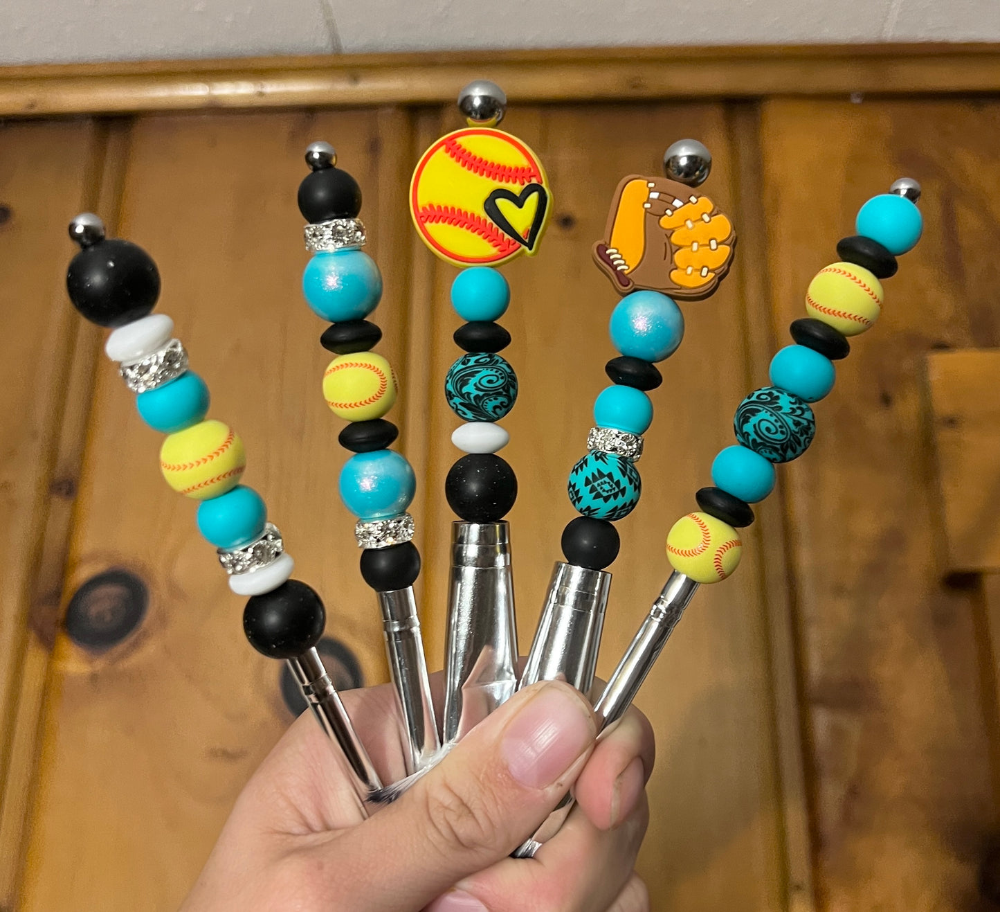 Turquoise Aztec Softball Makeup Brush Set