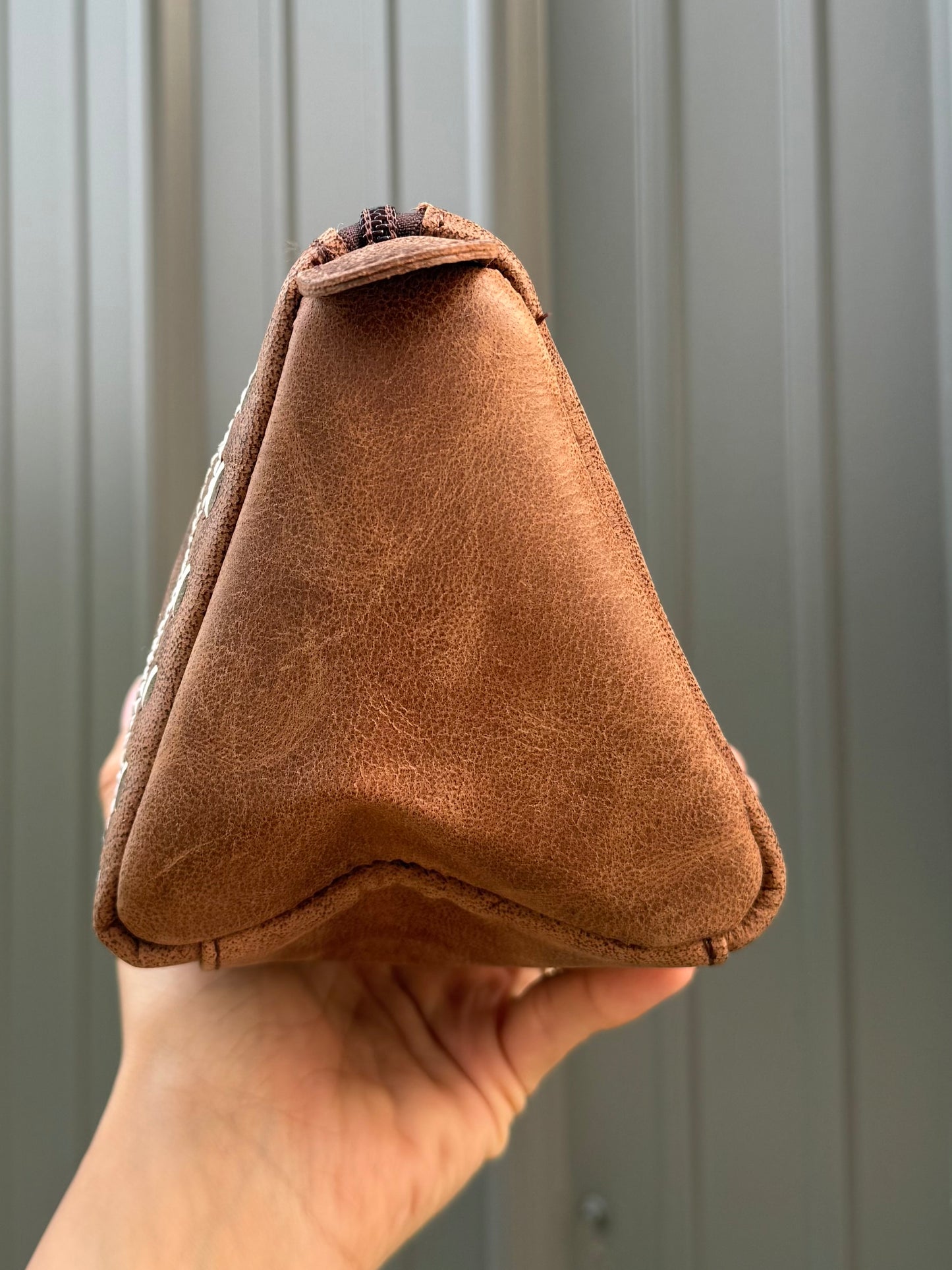 Dark Brown Cowhide Makeup Cosmetic Bag