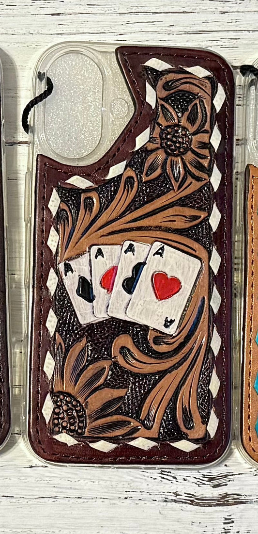 Cards Genuine Leather Phone Case