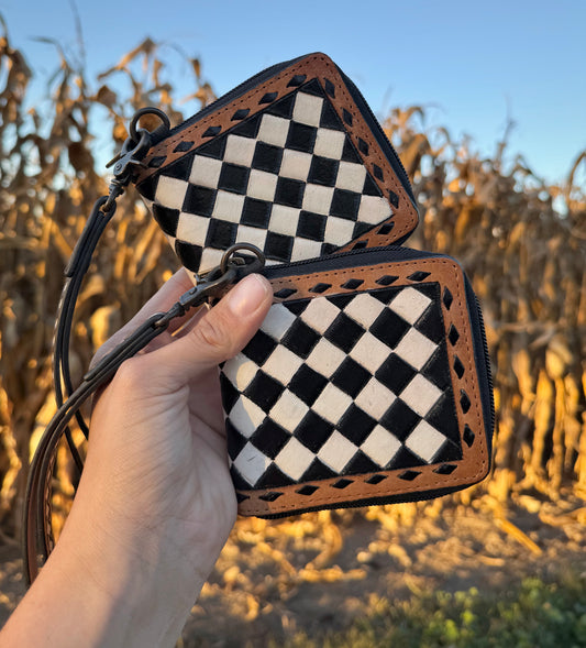 Checkered Wristlet Wallet