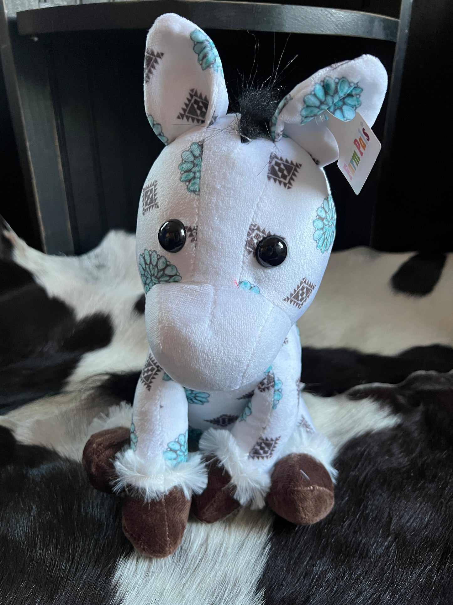 Turquoise Rhinestone Concho Sitting Horse Plushie