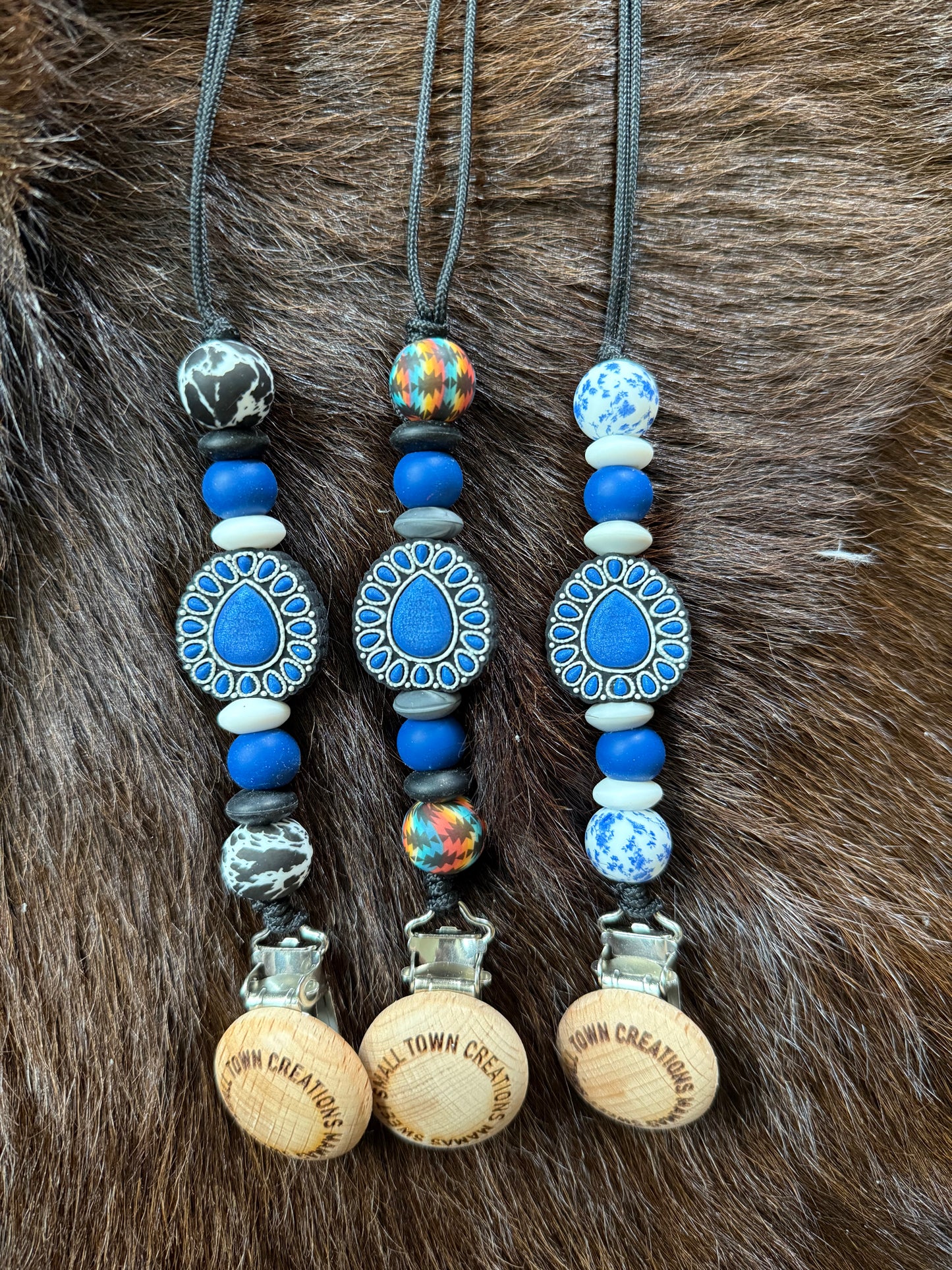 Blue Brooch Pacifier Holder