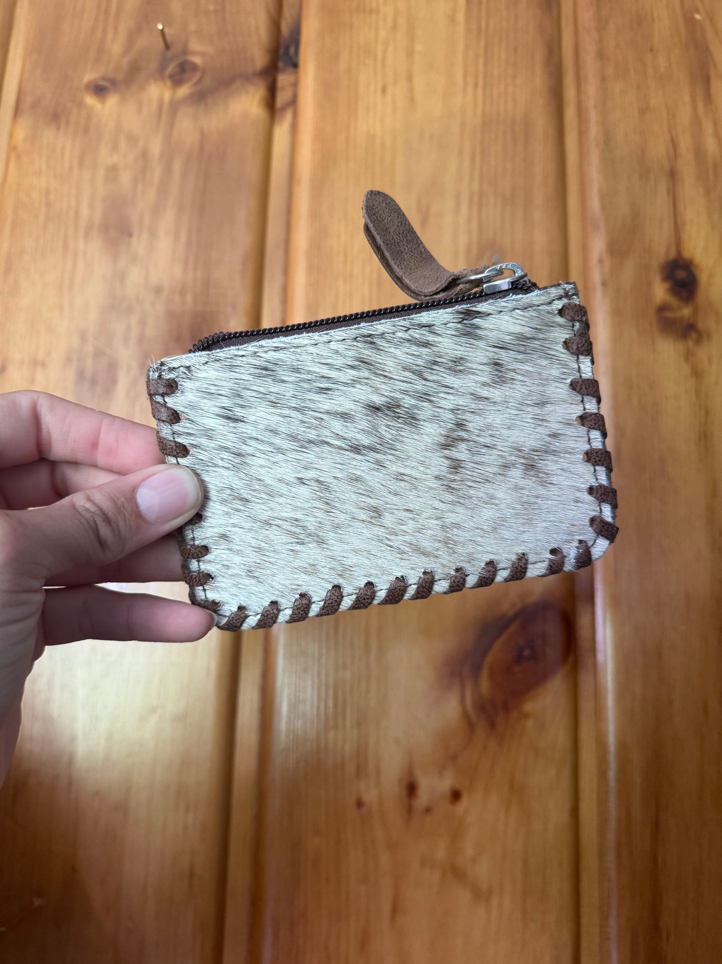 Yellow Flower Tooled Leather Coin Purse with cowhide backing