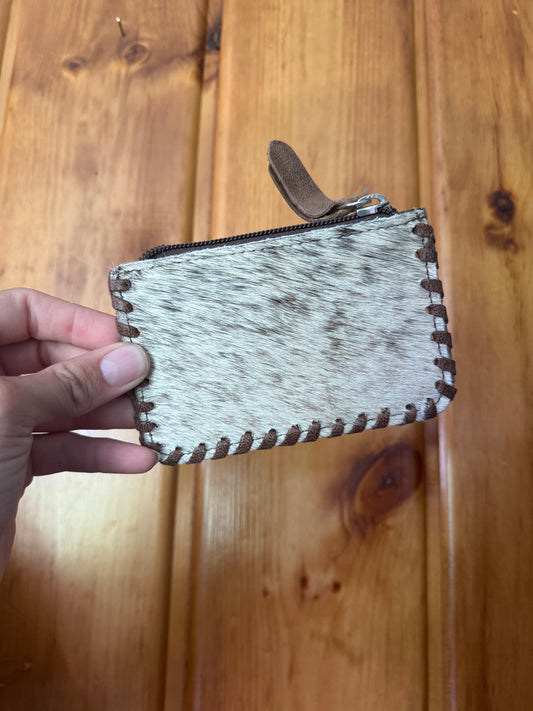 Yellow Flower Tooled Leather Coin Purse with cowhide backing